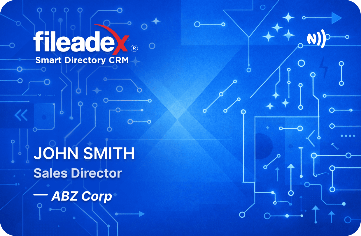Blue fileadeX smart business card