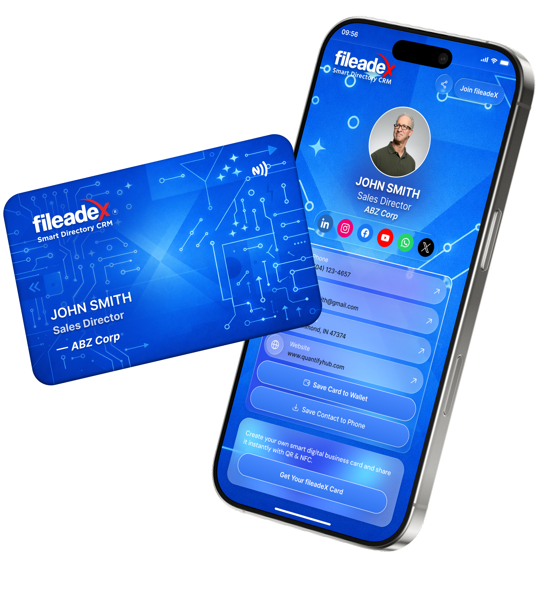 fileadeX digital business card and mobile profile mockup